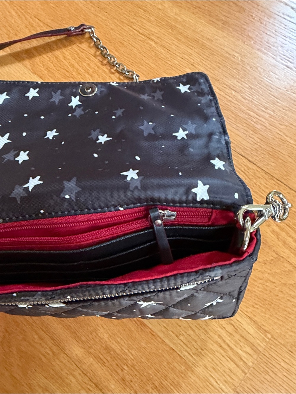MZ Wallace Black Quilted Crossbody with White Star Print - Picture 2 of 4